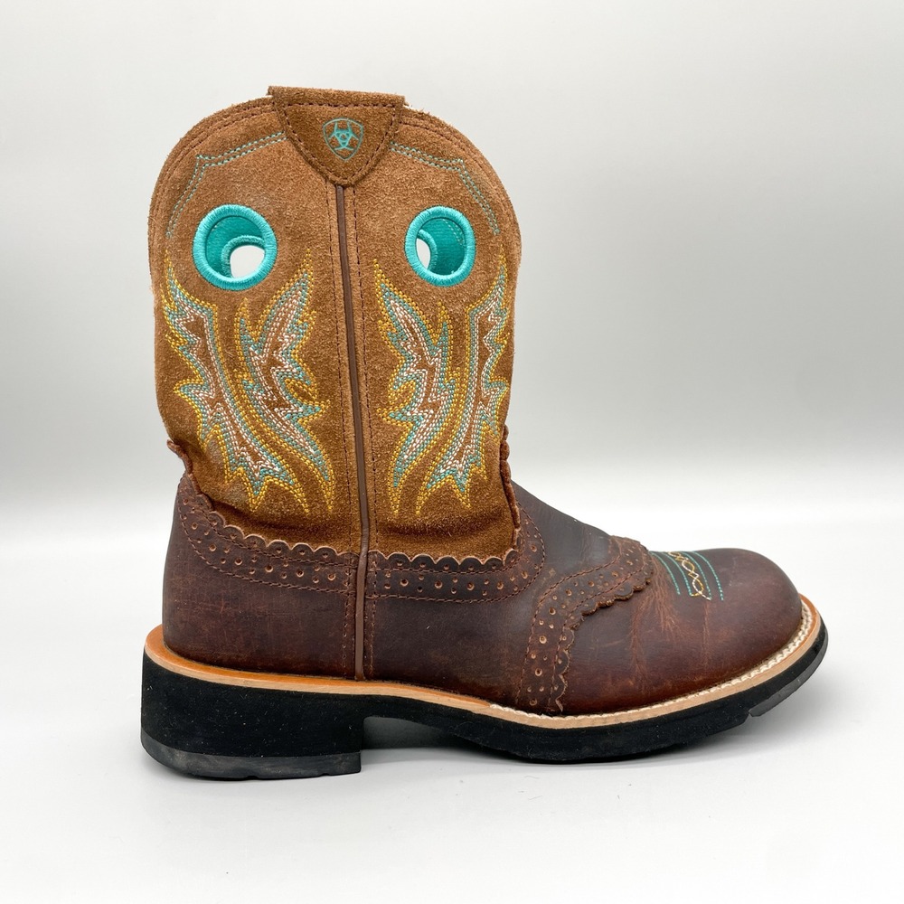 Ariat Fatbaby Womens 7.5B Brown Leather Suede Western Boots Coastal Cowgirl Boho